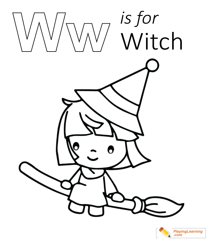 Halloween W Is For Witch Coloring Page  for kids
