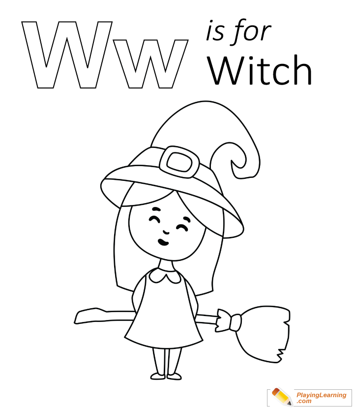 Halloween W Is For Witch Coloring Page  for kids
