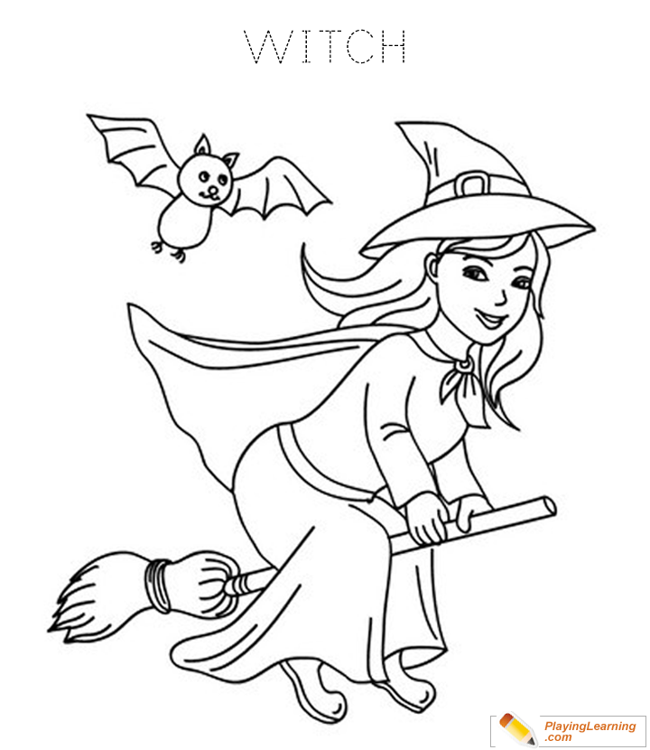Halloween Witch Coloring Page 05 | Free Halloween Witch Coloring Page