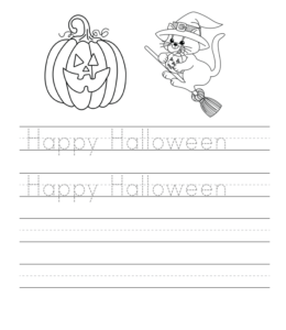 Happy Halloween writing practice sheet  for kids
