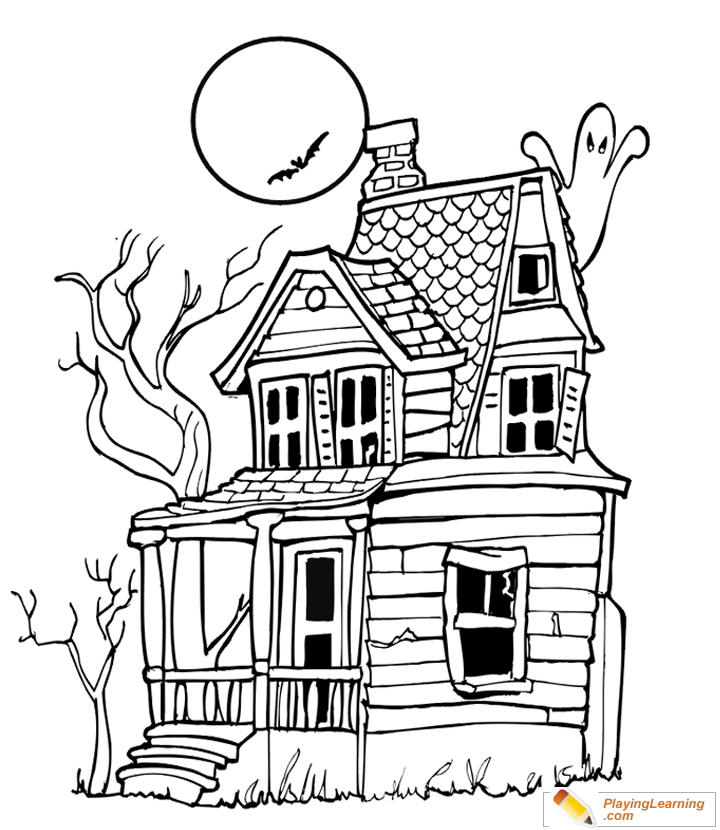 Halloween House Coloring Page  for kids