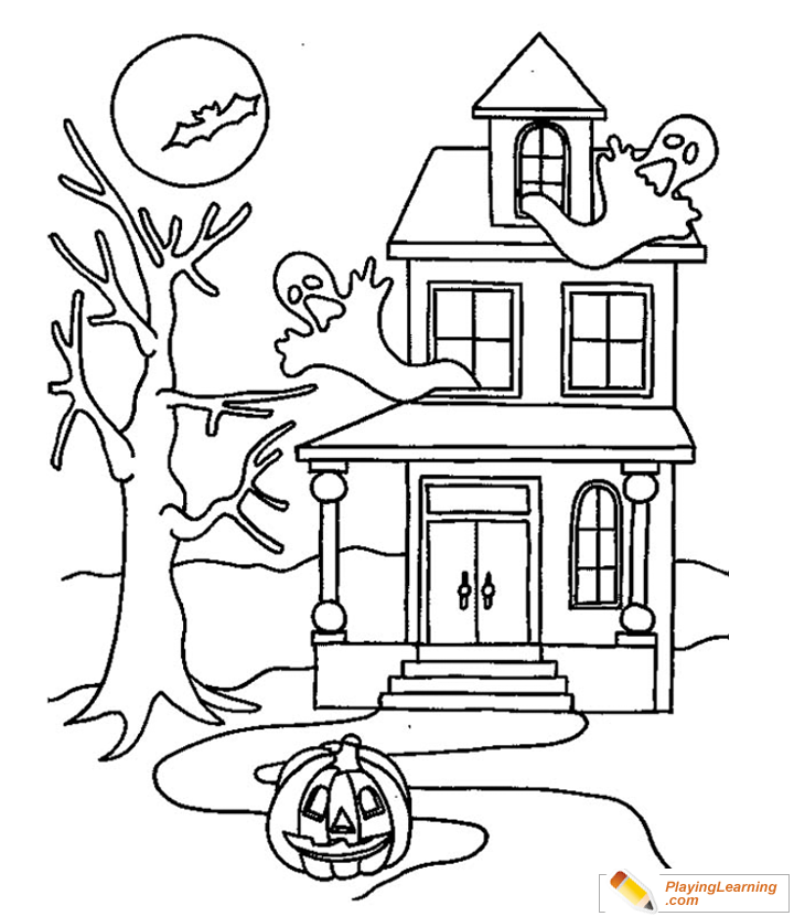 Halloween House Coloring Page  for kids