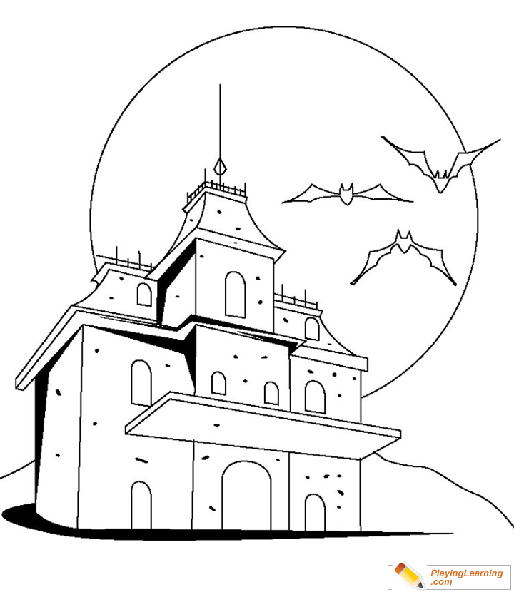 Halloween House Coloring Page  for kids