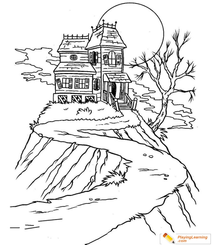 Halloween House Coloring Page  for kids