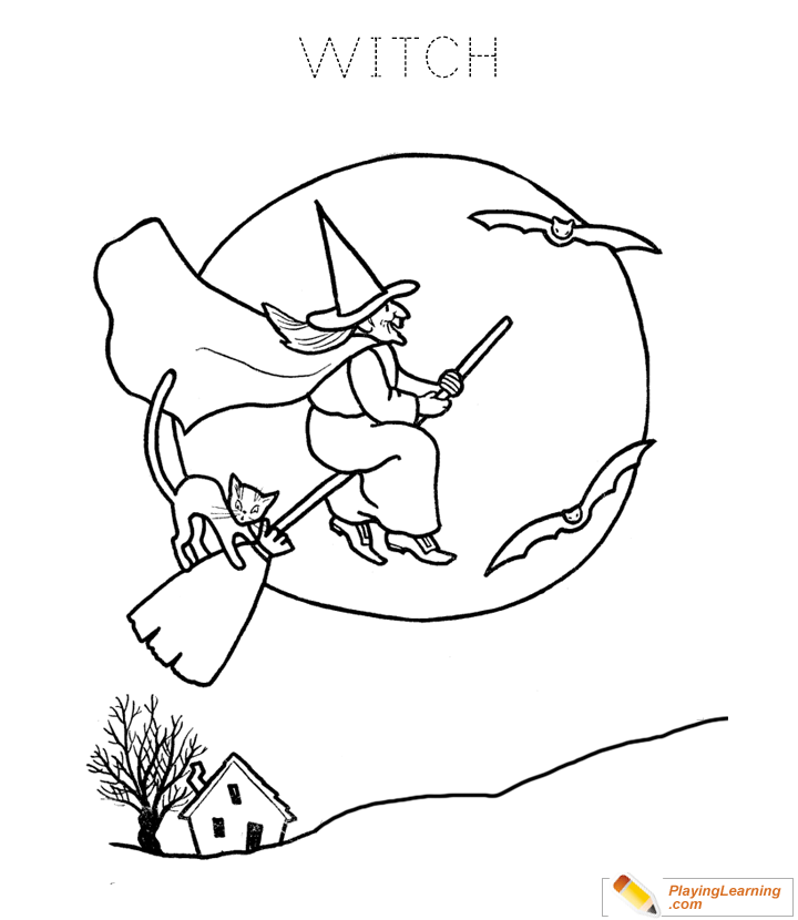 Halloween Witch Coloring Page 01 | Free Halloween Witch Coloring Page