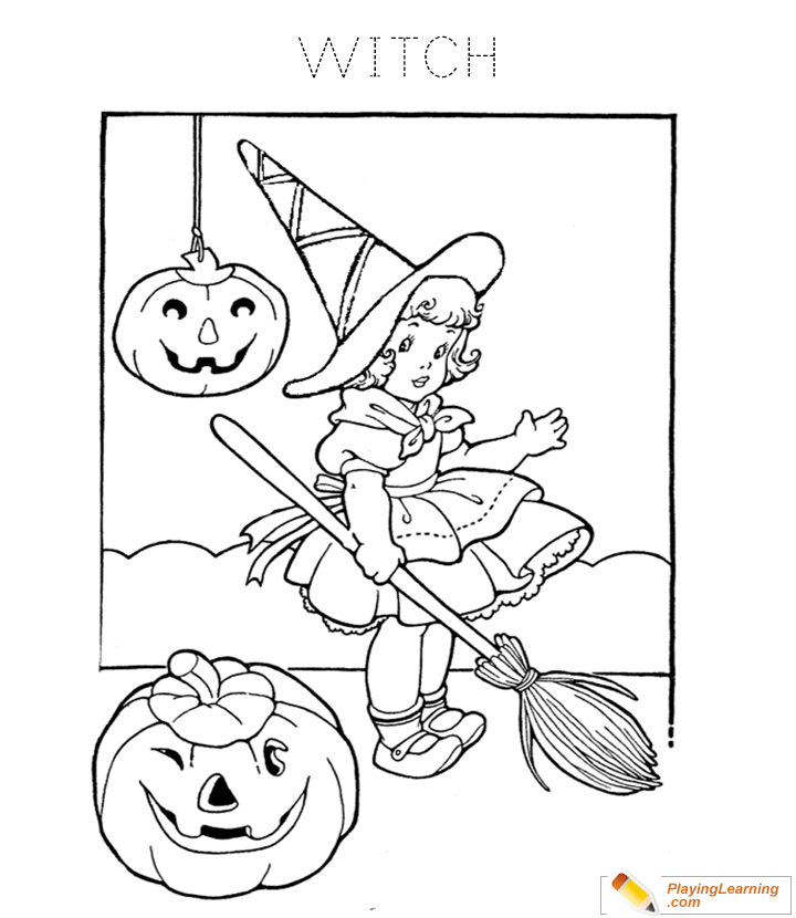 Halloween Witch Coloring Page  for kids