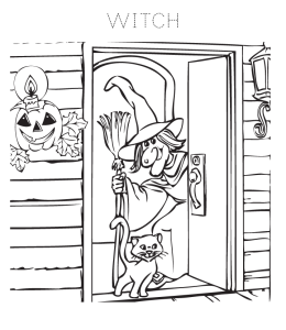 Halloween Coloring Page - Witch House for kids