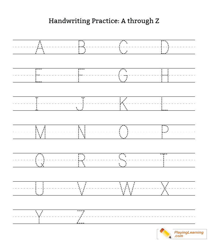 Handwriting Practice Letter A Through Z Uppercase | Free Handwriting ...
