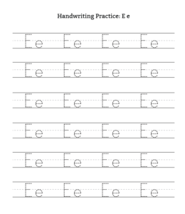 Alphabet Tracing Worksheet Letter E for kids