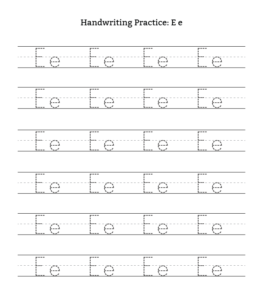 Small Letter E Tracing Worksheet