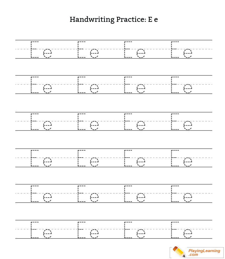 Handwriting Practice Letter E for kids