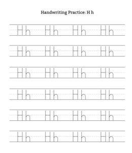 Alphabet Tracing Worksheet Letter H for kids