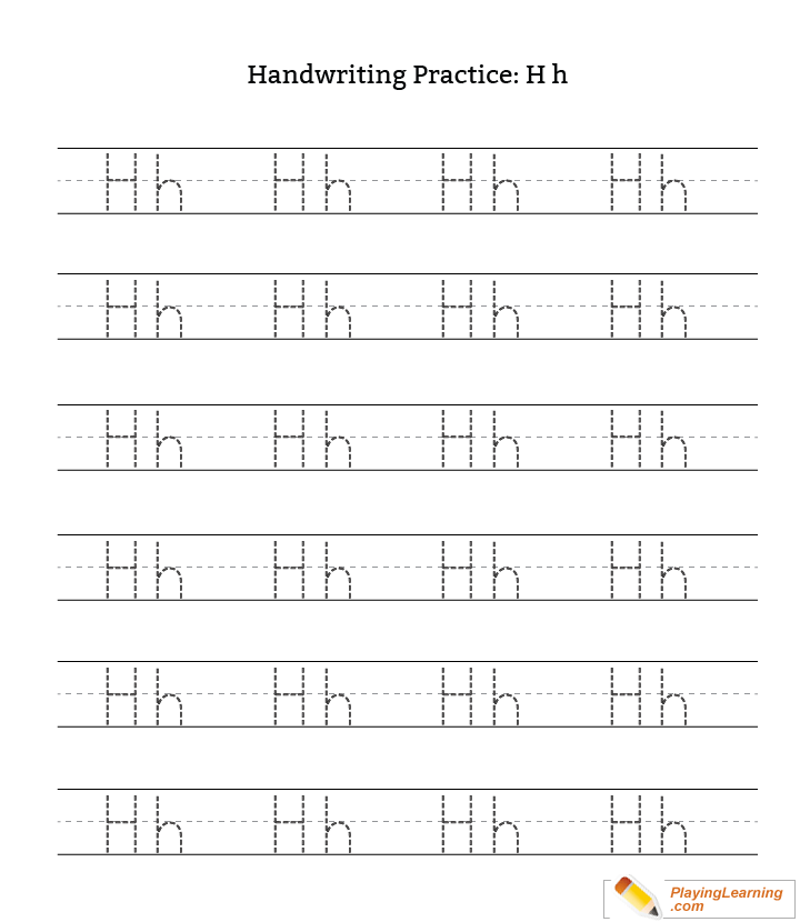 handwriting practice letter h free handwriting practice letter h
