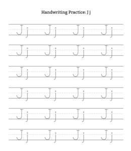Alphabet Tracing Worksheet Letter J for kids