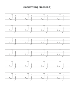 letter j tracing worksheets