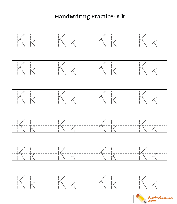 Handwriting Practice Letter K for kids