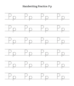 Alphabet Tracing Worksheet Letter P for kids