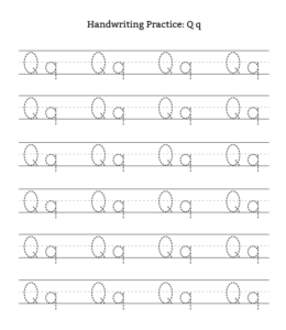Alphabet Tracing Worksheet Letter Q for kids