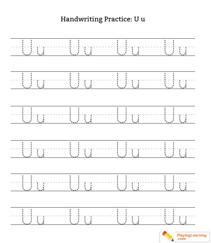 handwriting practice letter u free handwriting practice letter u