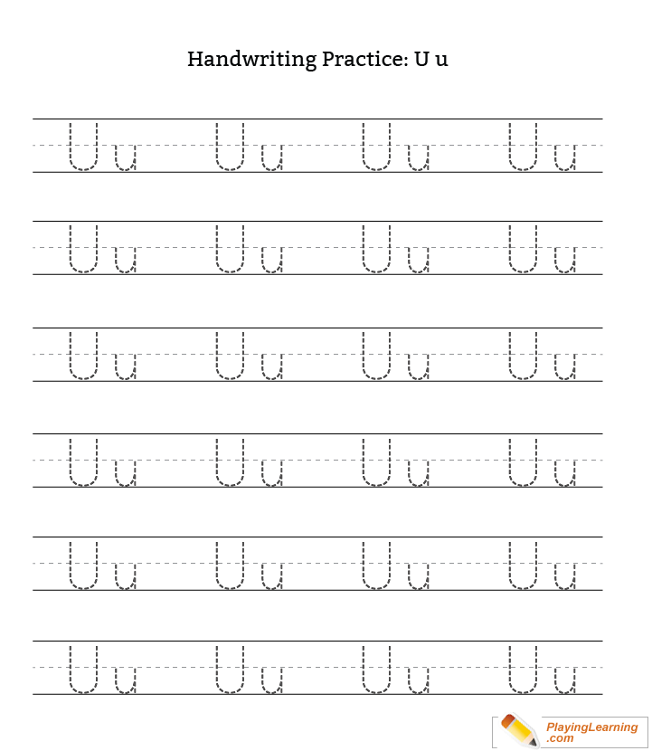 Handwriting Practice Letter U Free Handwriting Practice Letter U