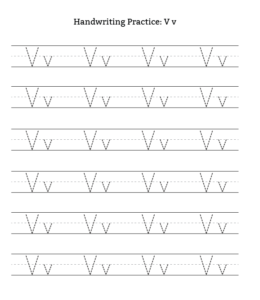 Alphabet Tracing Worksheet Letter V for kids