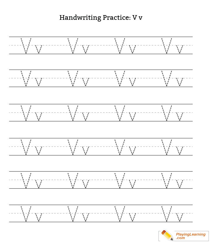 Handwriting Practice Letter V for kids