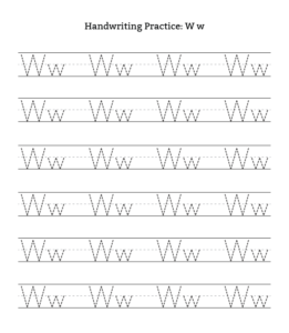 Alphabet Tracing Worksheet Letter W for kids