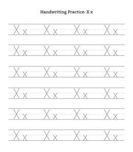 Alphabet Tracing Worksheet Letter X for kids