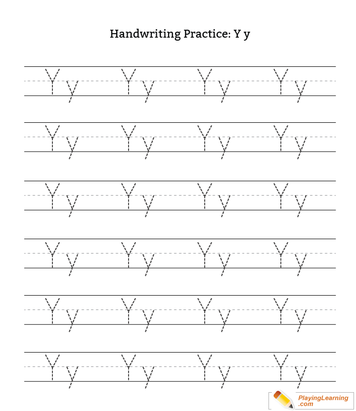 Handwriting Practice Letter Y for kids