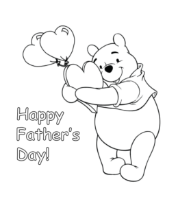 Pooh Bear & Father's Day coloring page  for kids