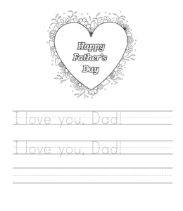Father's Day writing sheet  2 for kids