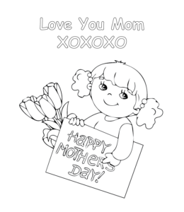 Girl Wishes Mom Happy Mother's Day coloring page  for kids