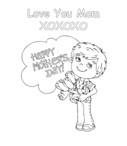 Boy Wishes Mom Happy Mother's Day coloring picture  for kids