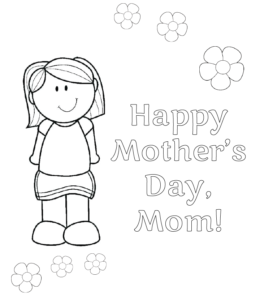 Little Girls Wishes Mom Happy Mother's Day coloring page  for kids