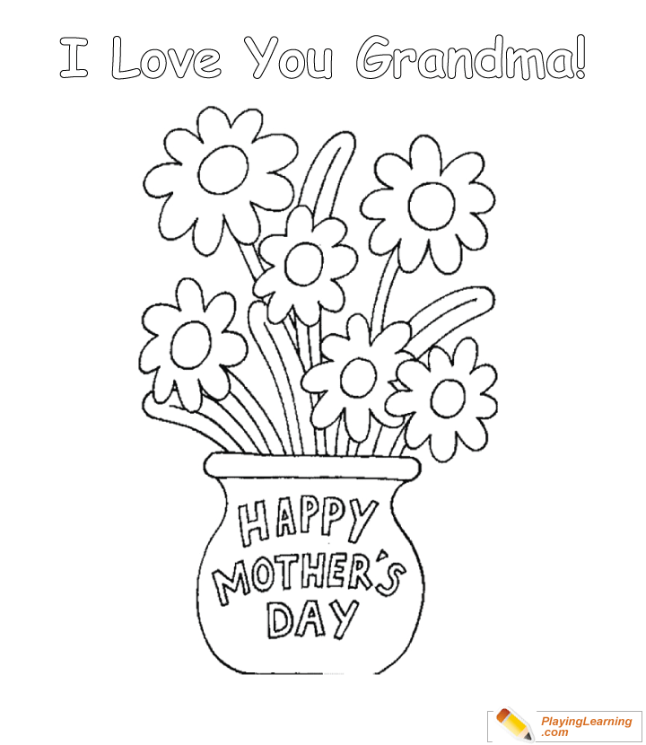 Happy Mothers Day Grandma Coloring Page 01 Free Happy Mothers Day