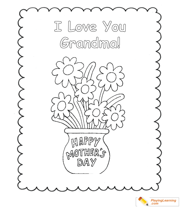 Happy Mothers Day Grandma Coloring Page  for kids