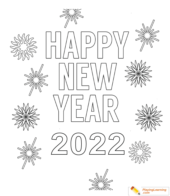 Happy New Year 2022 Coloring Page 03 | Free Happy New Year Coloring Page