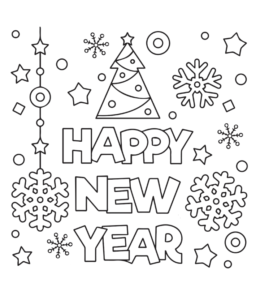 Happy New Year coloring page  for kids