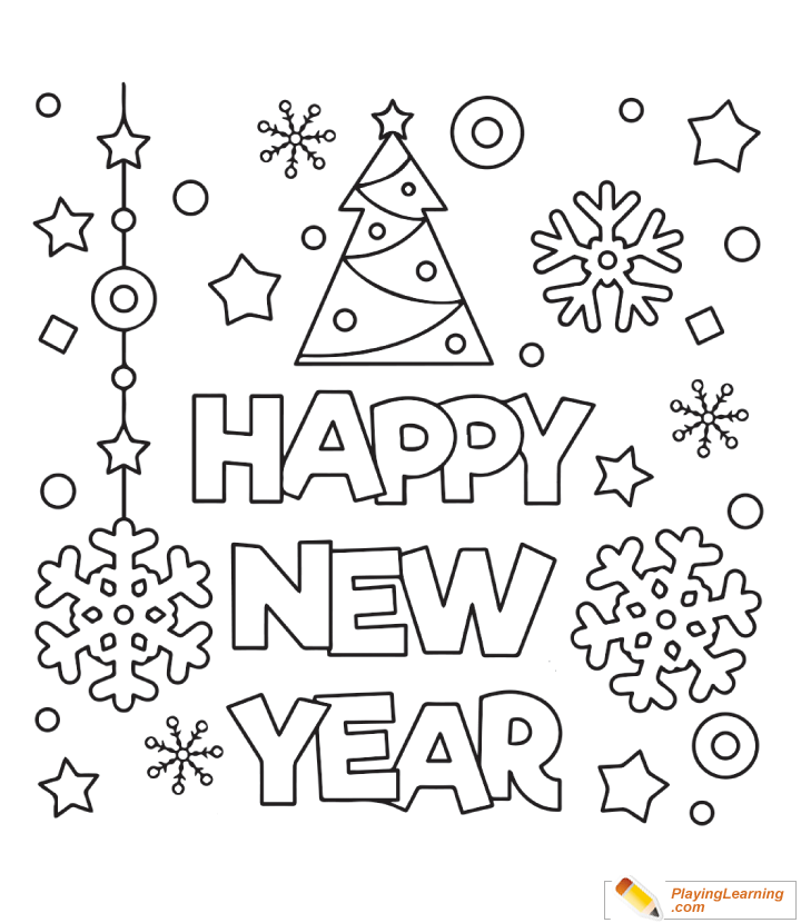 Happy New Year Coloring Page  for kids