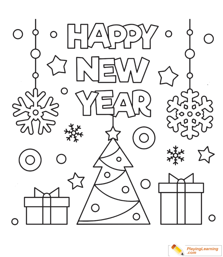 Happy New Year Coloring Page  for kids