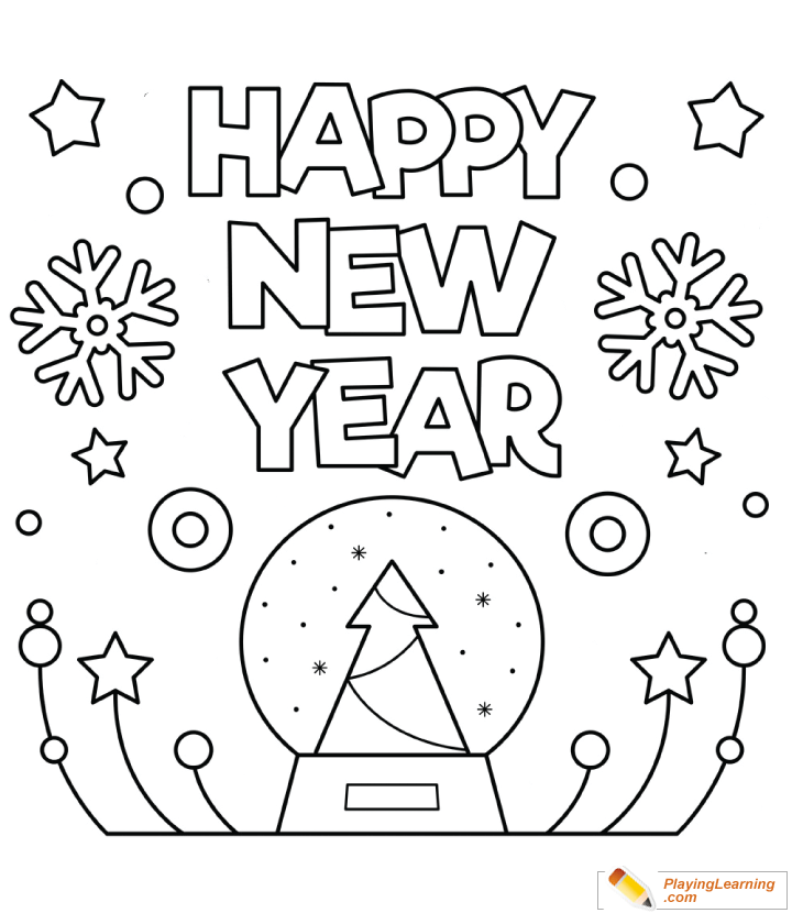 Happy New Year Coloring Page  for kids