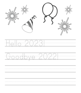 Happy 2023 writing practice sheet  for kids