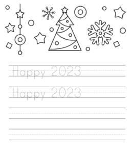 Hello 2023 writing practice sheet  for kids