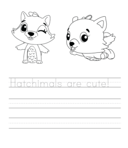 Hatchimals writing practice sheet 01  for kids