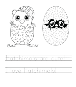 Hatchimals writing practice sheet 03  for kids