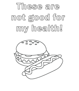 Burger is unhealthy coloring page for kids