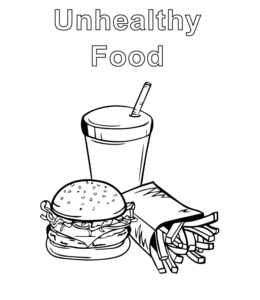 Fast food is unhealthy coloring page for kids
