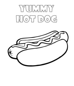 Hot dog coloring page for kids