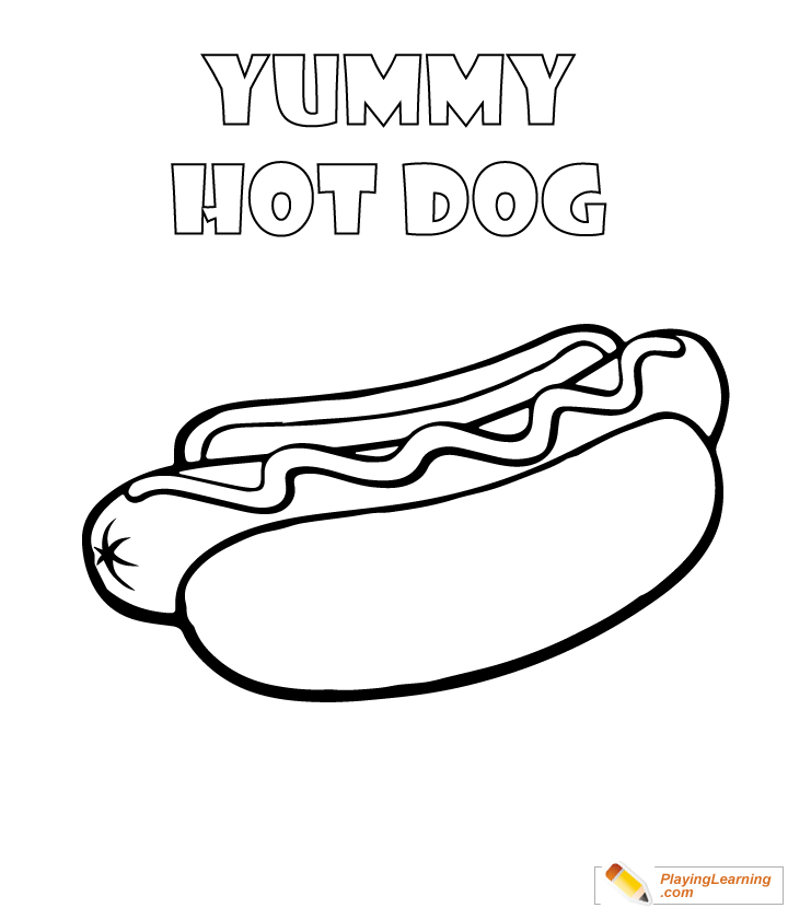 Hot Dog Coloring Page 01 | Free Hot Dog Coloring Page
