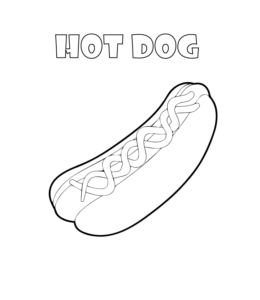 Hot dog and bun coloring page for kids